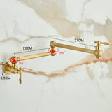 ImperialFlow Luxus-Wandarmatur mit ausziehbarem Topffüller – Schwenkbare Küchenarmatur in gebürstetem Gold | Faltbarer Pot-Filler aus massivem Messing | Elegante Herdarmatur für direktes Befüllen