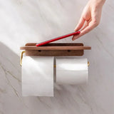 WoodSteel Elegance Papierhalter – Wand-Papiertuchregal aus Holz & Edelstahl | Modern & Natürlich | Für Bad & Hotel