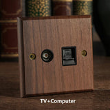 NobleWood Kippschalter aus Walnussholz 1–4 Fach – Messinghebel Lichtschalter | Edles Retro-Design | Integrierte USB-Option