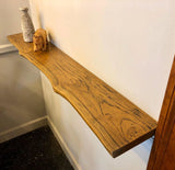 WoodLine Naturkante Wandregal aus Massivholz – Schwebendes Holzboard mit Baumkante | Rustikales Design | Unsichtbare Befestigung