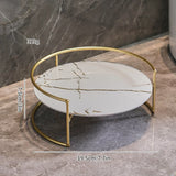 LuxeTier Doppelablage Kosmetik Organizer – Zweistöckiges Aufbewahrungsregal in Gold/Schwarz | Marmoroptik Schalen | Elegante Ordnung