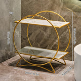 LuxeTier Doppelablage Kosmetik Organizer – Zweistöckiges Aufbewahrungsregal in Gold/Schwarz | Marmoroptik Schalen | Elegante Ordnung