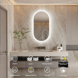 LumiAura Ovale LED-Badspiegel rahmenlos – Wandspiegel mit Antibeschlag | Memory-Funktion | 3 Lichtfarben | Premium Komfortdesign