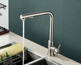 NoirFlow Design-Küchenarmatur mit Ausziehbrause – 360° Schwenkfunktion, Zwei Strahlarten & Mattschwarzes Edelstahl-Finish