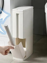 SpaceLine Ultraflacher Badezimmer Mülleimer mit Deckel – Schmaler Abfallbehälter 3-in-1 | Geruchsneutral & Platzsparend | Modernes Design