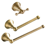 HeritageBronze Premium Badaccessoire Set Antik Messing 3-teilig – Wandmontiertes Badezimmer-Set mit Toilettenpapierhalter, Handtuchring & Haken | Klassisches Vintage Design in Bronze-Finish | Langlebiges Metalllegierungs-Accessoire-Set