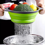 FlexiFlow Pro Faltbares Silikon-Abtropfsieb mit Edelstahlkern – Multifunktionaler Küchenkorb zum Waschen, Abgießen & Filtern | Platzsparender Siebkorb für Obst, Gemüse & Pasta