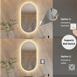 LumiAura Ovale LED-Badspiegel rahmenlos – Wandspiegel mit Antibeschlag | Memory-Funktion | 3 Lichtfarben | Premium Komfortdesign
