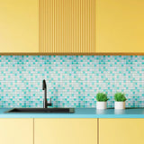 GlasMosaik 3D Wandfliesen selbstklebend – Hochglanz Mosaikoptik für Küche & Bad | Hitzebeständig | Flexible DIY-Gestaltung