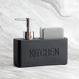 CleanDock Küchen Seifenspender Set – Spülmittelspender mit Schwammhalter | Ordnungssystem | Platzsparende Spüllösung