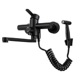 FlexiClean Pro Wand-Küchenarmatur mit Seitensprühdüse – 360° Schwenkbarer Edelstahlhahn | Ausziehbrause 150 cm | Warm- &amp; Kaltwasser