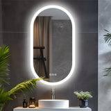 LumiVista Ovale LED-Badspiegel mit Antibeschlag – Wandspiegel mit Beleuchtung | Aluminiumrahmen | Zeitloses Design