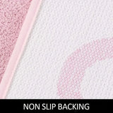 ROSYVIBE Design Badteppich Rosa – Getufteter Teppich mit Statement Motiv | Rutschfest  Waschbar | Moderner Wohnstil