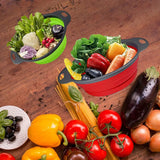 FlexiFlow Pro Faltbares Silikon-Abtropfsieb mit Edelstahlkern – Multifunktionaler Küchenkorb zum Waschen, Abgießen & Filtern | Platzsparender Siebkorb für Obst, Gemüse & Pasta