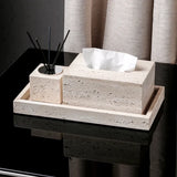 VitaStone Natura Badaccessoire-Set 6-teilig – Travertin Naturstein Badezimmerausstattung | Elegantes Spa-Design | Zeitlose Ordnung