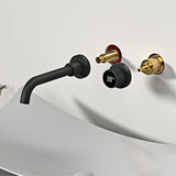 NOIRVANTA LED Wand-Waschbeckenarmatur – Schwarze Messing Mischbatterie 2-Loch | Temperaturanzeige | Modernes Design
