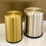 AURELIX Bad-Mülleimer 9 Liter Gold – Edelstahl Abfalleimer mit Klappdeckel | Hygienisch & Kompakt | Stilvolles Design