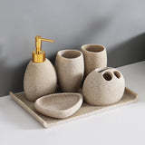 SCANDORA Badezimmer Set Resin – 4-teiliges Badaccessoire Set | Nordisches Design | Stilvolle Organisation