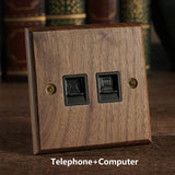 NobleWood Kippschalter aus Walnussholz 1–4 Fach – Messinghebel Lichtschalter | Edles Retro-Design | Integrierte USB-Option