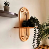 BohoWeave Rattan Wandregal aus Holz – Handgefertigtes Wandboard | Natürliche Dekoration | Stilvoller Aufbewahrungs-Organizer