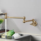 Designer Wand Wasserhahn Küche Goldoptik – Kaltwasserarmatur | Schwenkbarer Hahn | Platzsparend & Elegant