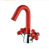 Rubino Chrom Waschtischarmatur mit Dreh-Auslauf – Zweigriffarmatur aus Messing | Präzise Temperaturregelung | Elegantes Farbdesign