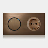 RETROLUX EU Wandschalter & Steckdose – Vintage Kaffee Braun | LED Anzeige & Reset | 110–250V | CE-zertifiziert
