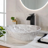 CeramiLux Aufsatzwaschbecken oval – Keramik-Waschschale mit Glanzoberfläche | Modernes Design | Inklusive Ablauf