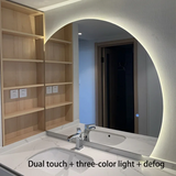 Aurovia Halbkreis LED Badezimmer-Spiegel groß mit Touch-Steuerung – beleuchteter Wandspiegel | rahmenloses Design | moderne Smart-Beleuchtung für Bad und Hotel