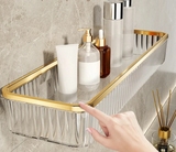 CrystalCorner Premium Acryl Eckregal Selbstklebend Transparent – Bohrfreies Badezimmer Wandregal | Platzsparender Organizer für Dusche, Kosmetik & Pflegeprodukte | Modernes Badzubehör