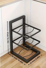 FlexiRack Max Edelstahl-Topf- & Pfannen-Organizer mit Flex-System – Verstellbares Küchenregal für Töpfe, Pfannen & Deckel | Mehrstufiger Schrank-Organizer aus Karbonstahl | Platzsparende Premium Küchenaufbewahrung