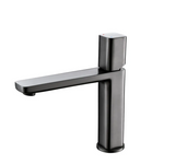 STEELORA Waschtischarmatur Gunmetal – Einhebelmischer aus Messing | Eckiges Design | Modernes Badezimmer-Statement