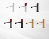 STEELORA Waschtischarmatur Gunmetal – Einhebelmischer aus Messing | Eckiges Design | Modernes Badezimmer-Statement