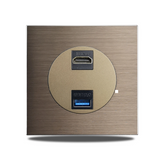 SmartConnect Wandsteckdose Aluminium Braun – Schuko Steckdose mit USB & LAN | Unterputz Anschlussdose | Modernes Design