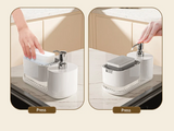 CleanDock Pro 5-in-1 Küchen-Organizer mit Doppel-Seifenspender – Schwammhalter, Tuchablage & Abtropfschale