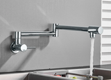 Designer Wand Wasserhahn Küche Goldoptik – Kaltwasserarmatur | Schwenkbarer Hahn | Platzsparend & Elegant