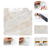 StoneLuxe Subway Wandfliesen selbstklebend – Beige Steinoptik Backsplash für Küche & Bad | Glanzfinish | Einfache Renovierung