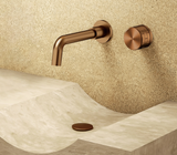 AURION Eleganz Wand-Waschbeckenarmatur Unterputz – Gebürstetes Gold / Roségold | Minimalistisches Design | Langlebige Messingqualität