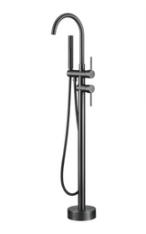 Aurelia Noir Bodenarmatur mit Handbrause – Freistehende Badarmatur aus Messing | Elegantes Design | Präzise Wassersteuerung