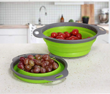 FlexiFlow Pro Faltbares Silikon-Abtropfsieb mit Edelstahlkern – Multifunktionaler Küchenkorb zum Waschen, Abgießen & Filtern | Platzsparender Siebkorb für Obst, Gemüse & Pasta