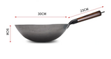 IronFlame Pro Reineisen-Wok handgeschmiedet mit Holzgriff für Gasherde | authentische Wokpfanne ohne Beschichtung | langlebiger Profi-Eisenwok für gesundes Kochen