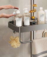 FlexiBad Wandregal Ohne Bohren – Duschablage Aluminium Doppel | Shampoo Halter & Handtuchstange | Bad Organizer