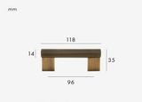 LINEORA T-Bar Möbelgriff Antik Messing – 128 mm | Massives Messing | Linearer Designgriff für Schrank & Schublade