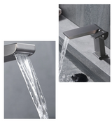 VeloStream Wasserfall Waschtischarmatur in Anthrazitgrau – Edle Badarmatur aus Messing mit Einhebelmischer