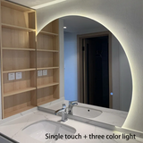 Aurovia Halbkreis LED Badezimmer-Spiegel groß mit Touch-Steuerung – beleuchteter Wandspiegel | rahmenloses Design | moderne Smart-Beleuchtung für Bad und Hotel
