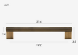 LINEORA T-Bar Möbelgriff Antik Messing – 128 mm | Massives Messing | Linearer Designgriff für Schrank & Schublade