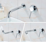 LuxRotate Waschbeckenarmatur Gold – Wand Wasserhahn Messing | 360° Schwenkbar | Minimalistisches Bad Design