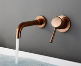 Luminara Aurea Wandmischarmatur Zweigriff – Roségold Waschbeckenarmatur | Luxus Design | Platzsparende Wandlösung
