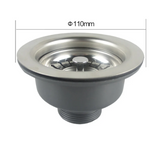 FlowGuard Komplett-Ablaufgarnitur Edelstahl – Pop-Up Spülbeckenabfluss 110/114 mm | Geruchsstopp | Mit Siphon & Sieb