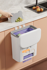 SpaceClean Wandmülleimer für Küche & Badezimmer – platzsparender Abfalleimer mit Deckel | 8,5L / 12L für Schranktür, Unterspüle & Bioabfall